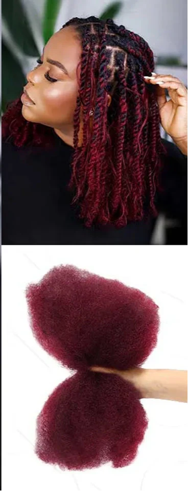 Afro Kinky Bulk Human Hair Extensions | 10"-22" 50g Brazilian Remy for Braiding & Dreadlocks (Natural Colors, Long-Lasting)