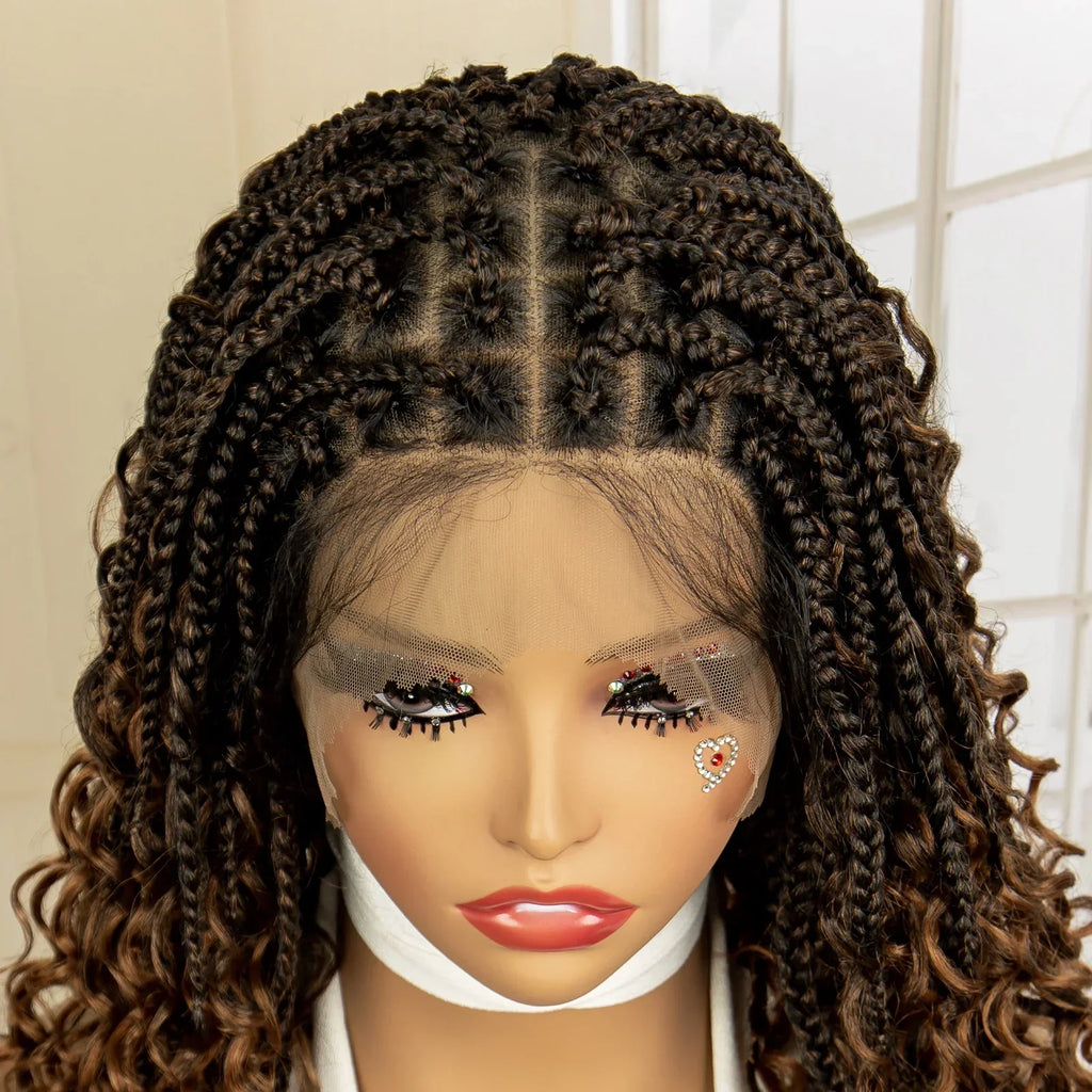 14" Burgundy Box Braids Wig | Full Lace | Kanekalon Fiber | Boho Braids | For Women