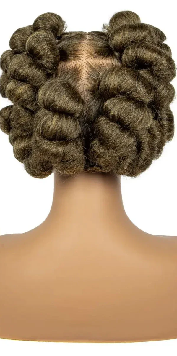 613 Blonde Short Cute Handmade Bantu Knotless Braided Wig | Full Lace Synthetic Wig for Black Women