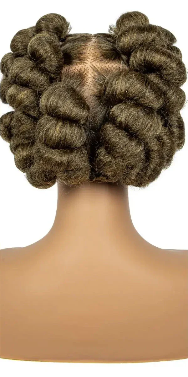 6" Short Cute Handmade Bantu Knotless Braids Wig | Transparent Full Lace