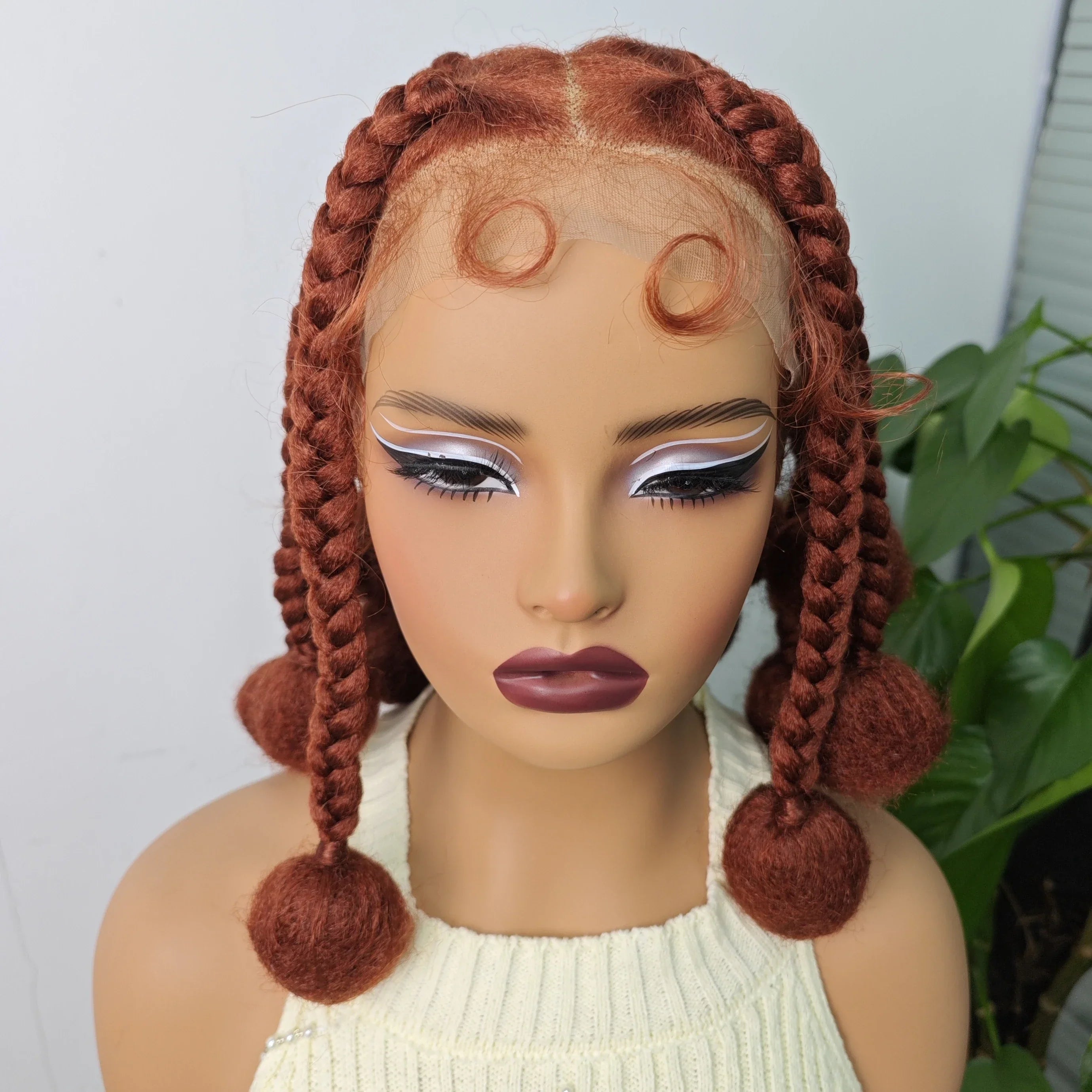 12 Inch Natural Color Synthetic Braided Wig | Transparent Lace Front Knotless Box Braids with Baby Hair for Black Women