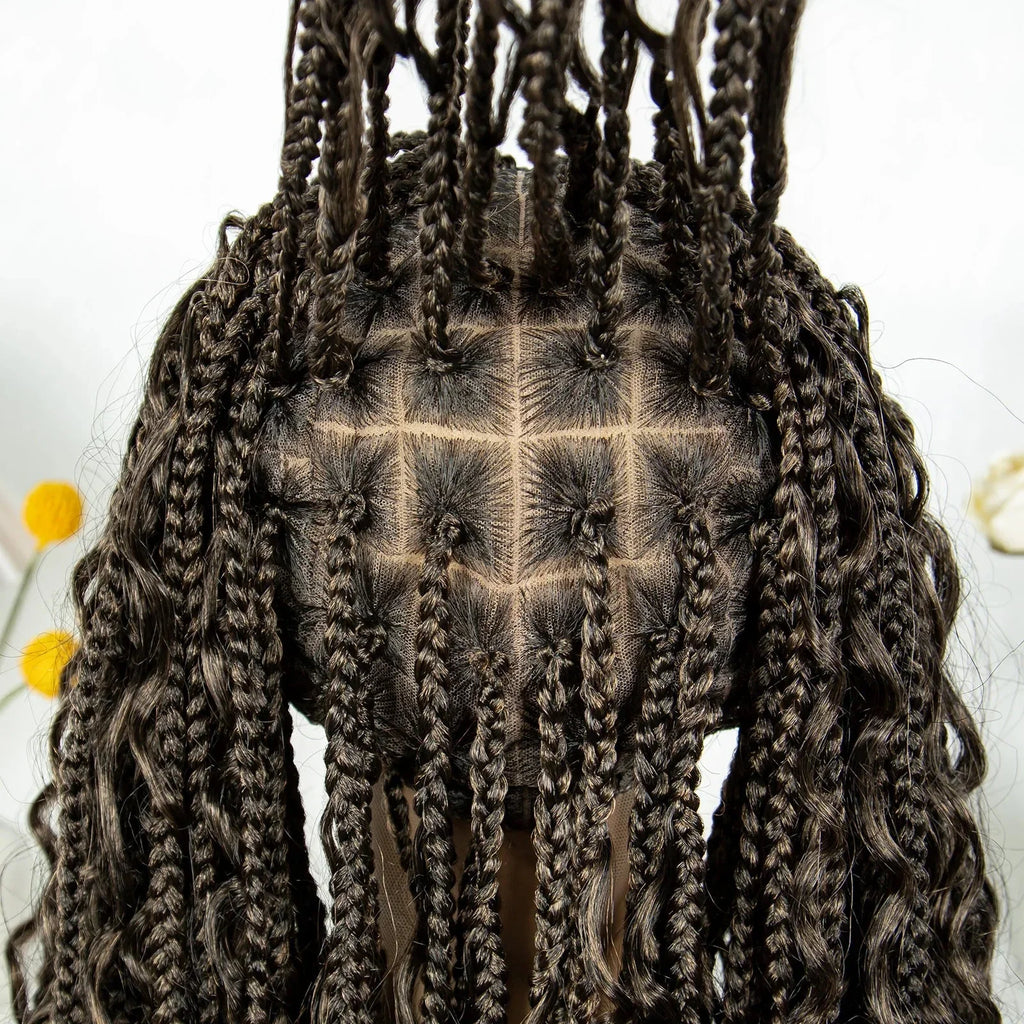 32" Natural Boho Knotless Braids Wig | HD Lace Front | Baby Hair | Synthetic