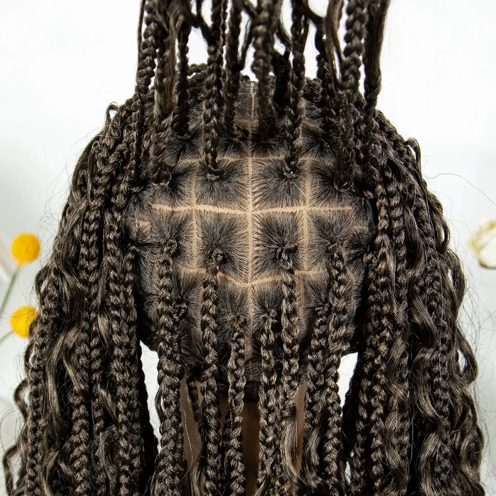 32" Natural Boho Knotless Braids Wig | HD Lace Front | Baby Hair | Synthetic