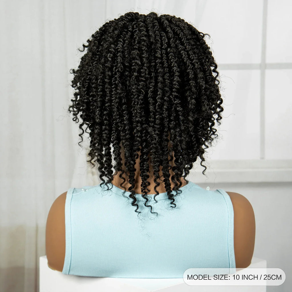 10" Natural Twist Braids Wig | Full Lace | Baby Hair | Short Braided Style
