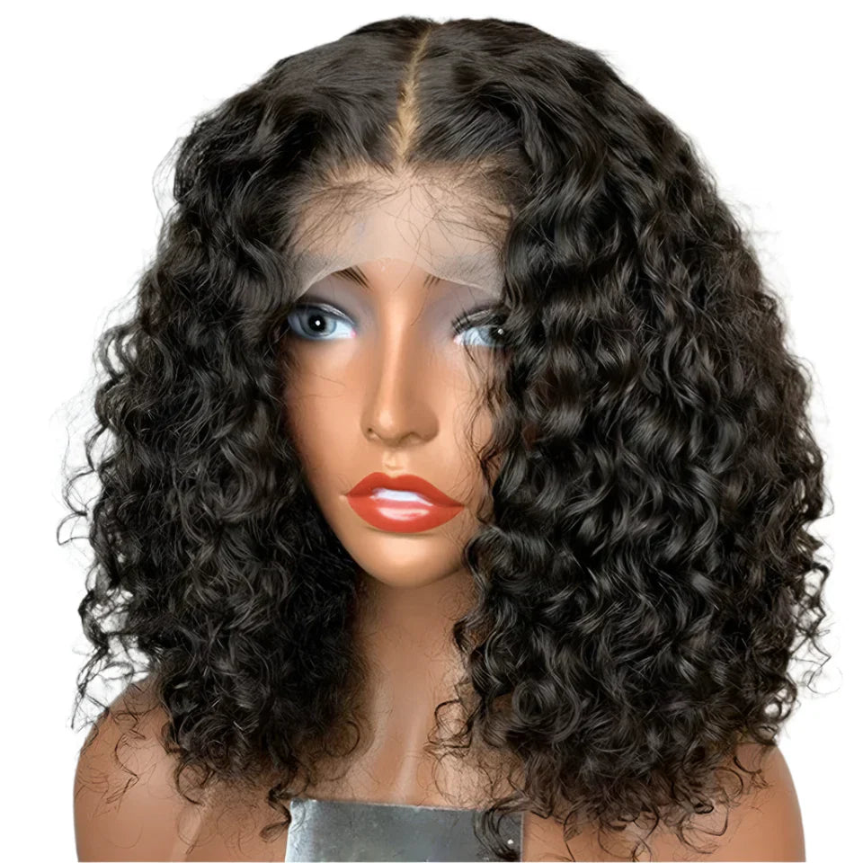 180% Density Deep Wave Bob Wig | Transparent Lace Front Human Hair