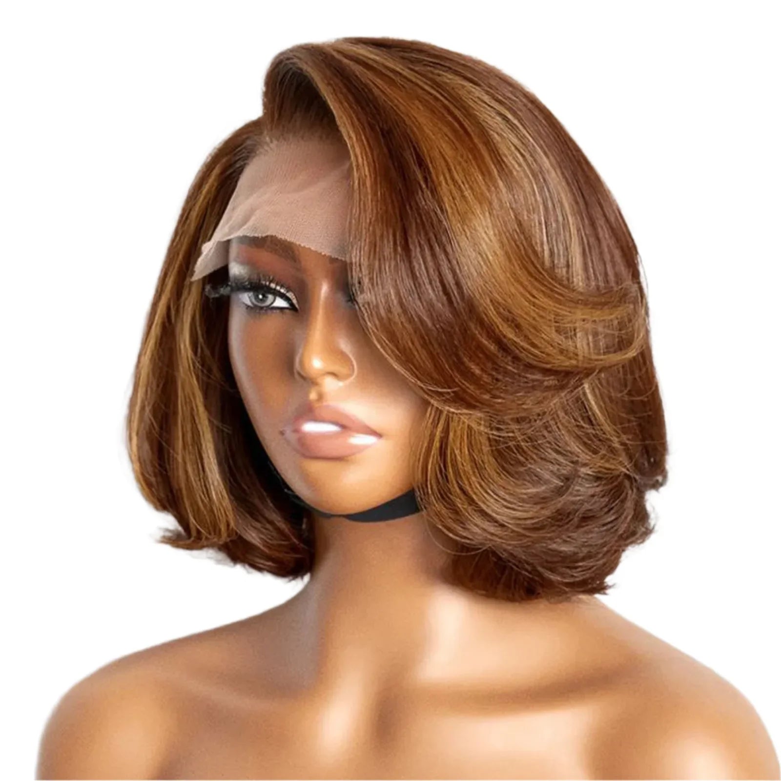 200 Density Blonde Highlight Short Bob Wig | 13x4 Lace Frontal Pixie Cut | Brazilian Remy Hair