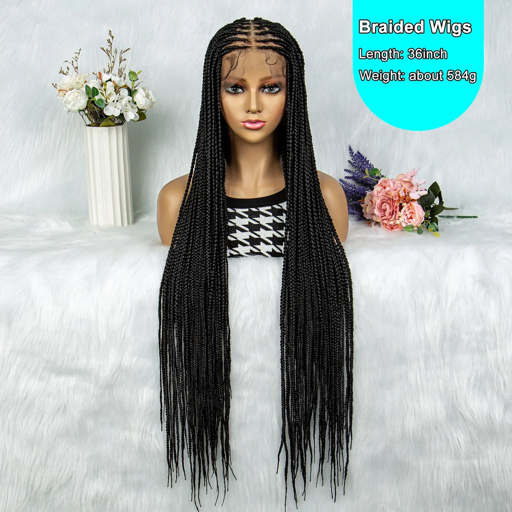 36" Twisted Box Braids Wig | Full Lace with Natural Hairline