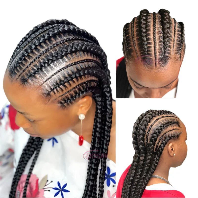 36" Cornrows & Box Braids Wig | #27 Honey Blonde | Knotless Braids | Full Lace | Synthetic Hair | Black Women
