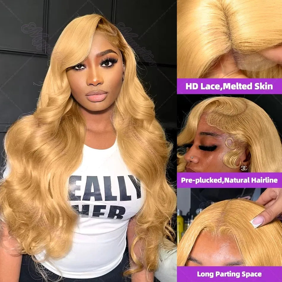 #27 Honey Blonde Body Wave Human Hair Wig | 200% Density 13x6 HD Transparent Lace Frontal & 13x4 Lace Frontal (Pre-Plucked)