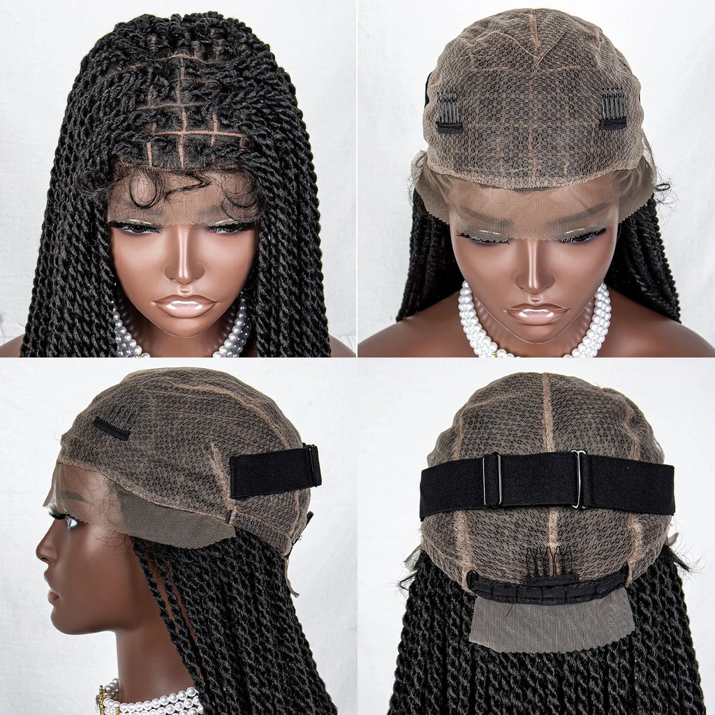 40" Long Straight Braided Wig | Full Lace | Baby Hair | Colored Braids