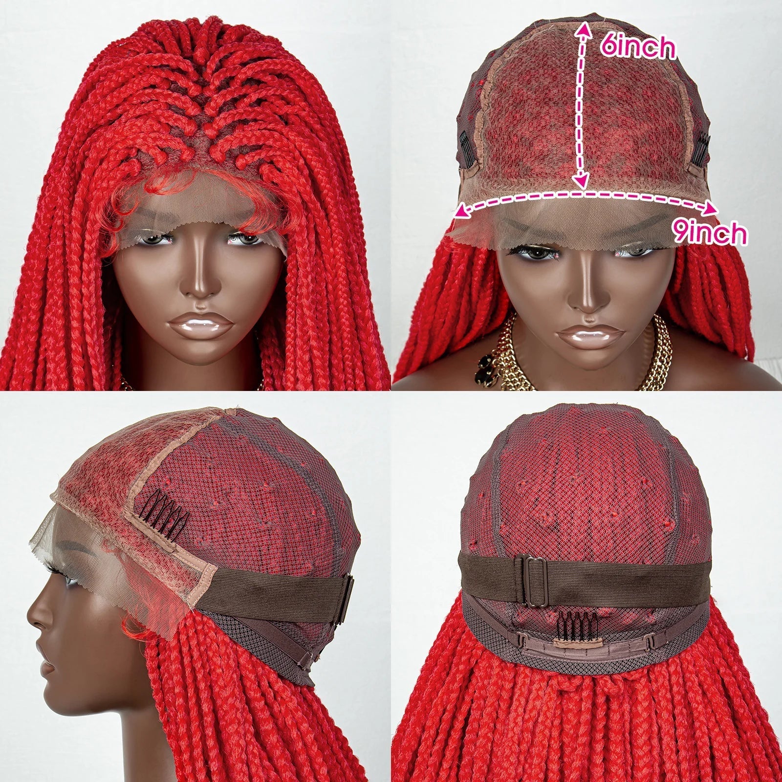 36" Pink & 613 Blonde Braided Wig | Water Wave Ends | Lace Front | Baby Hair