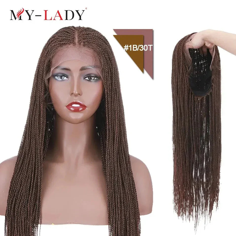 30" Box Braids Lace Front Wig | Baby Hair | Afro Synthetic Braids | Black Women