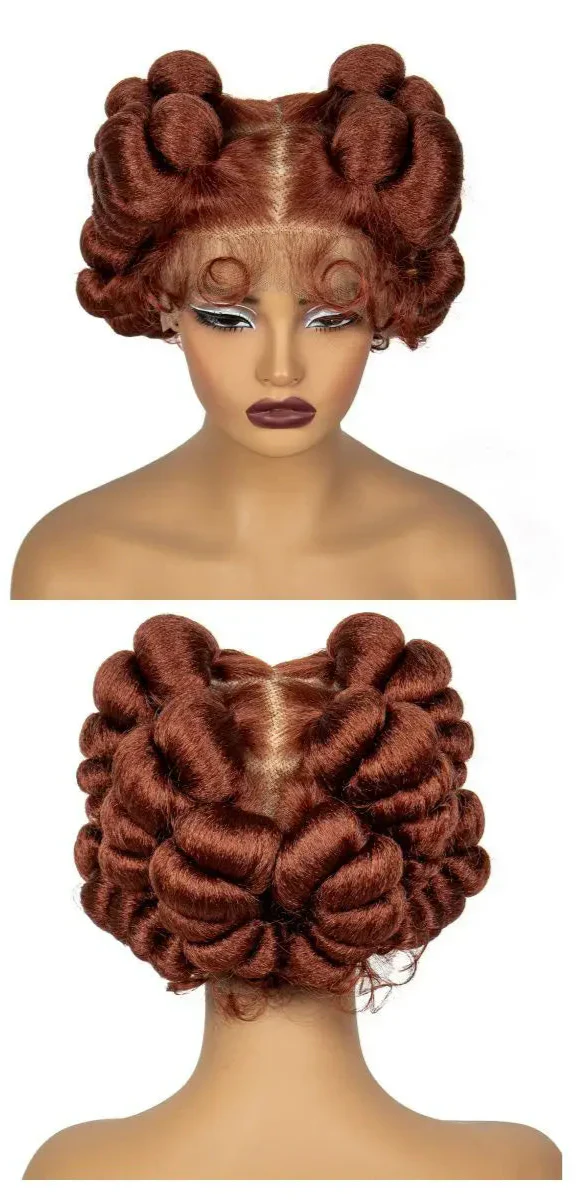 613 Blonde Short Bantu Knotless Braids Wig | Handmade Full Lace | Baby Hair