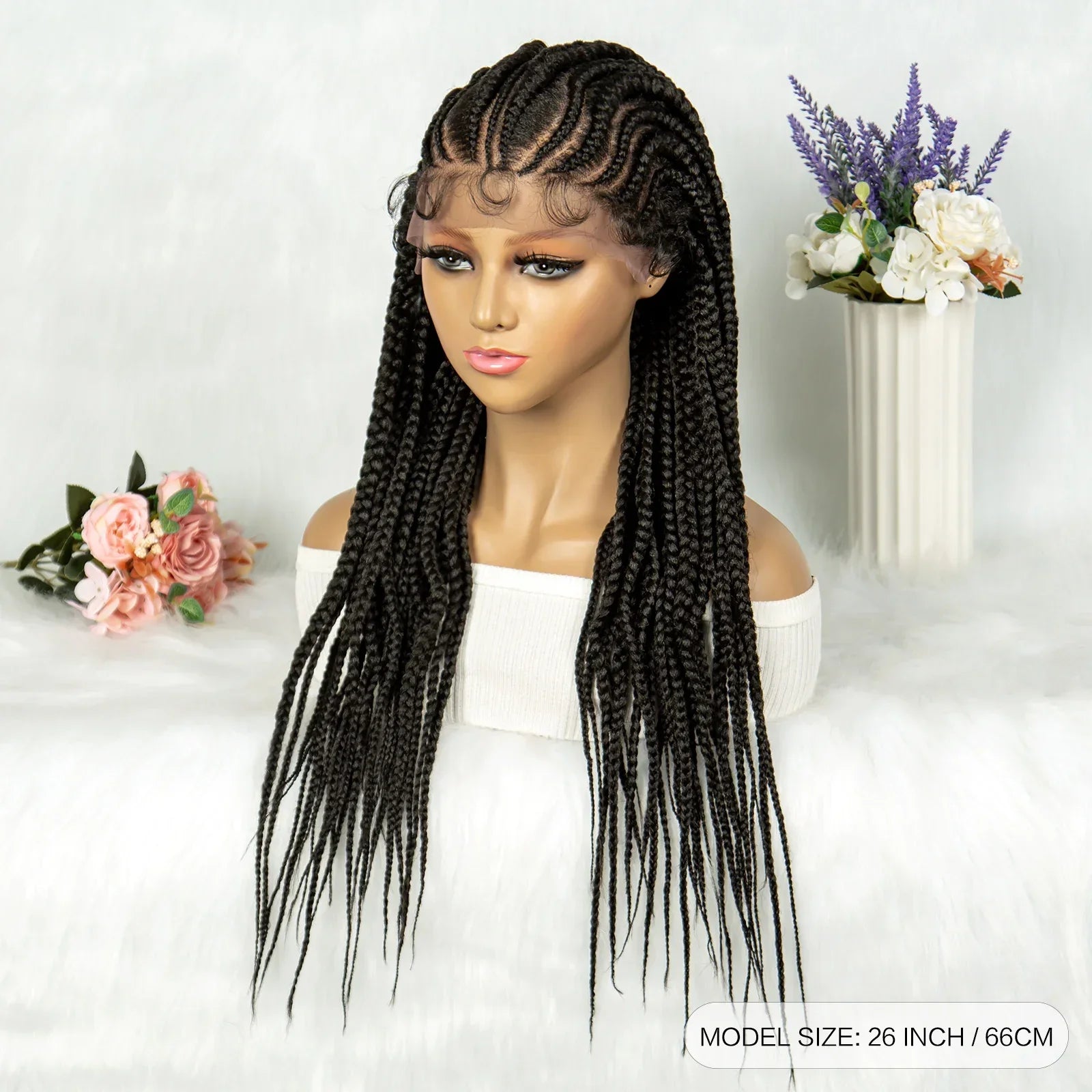 13x6 Lace Front Faux Locs Braided Wig | Crochet Braids | Synthetic Locs | Black Women