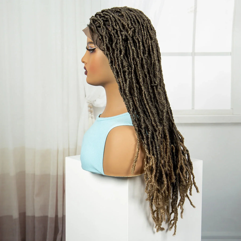 24" Knotless Box Locs Braided Wig | Full Lace Frontal Dreadlock Style