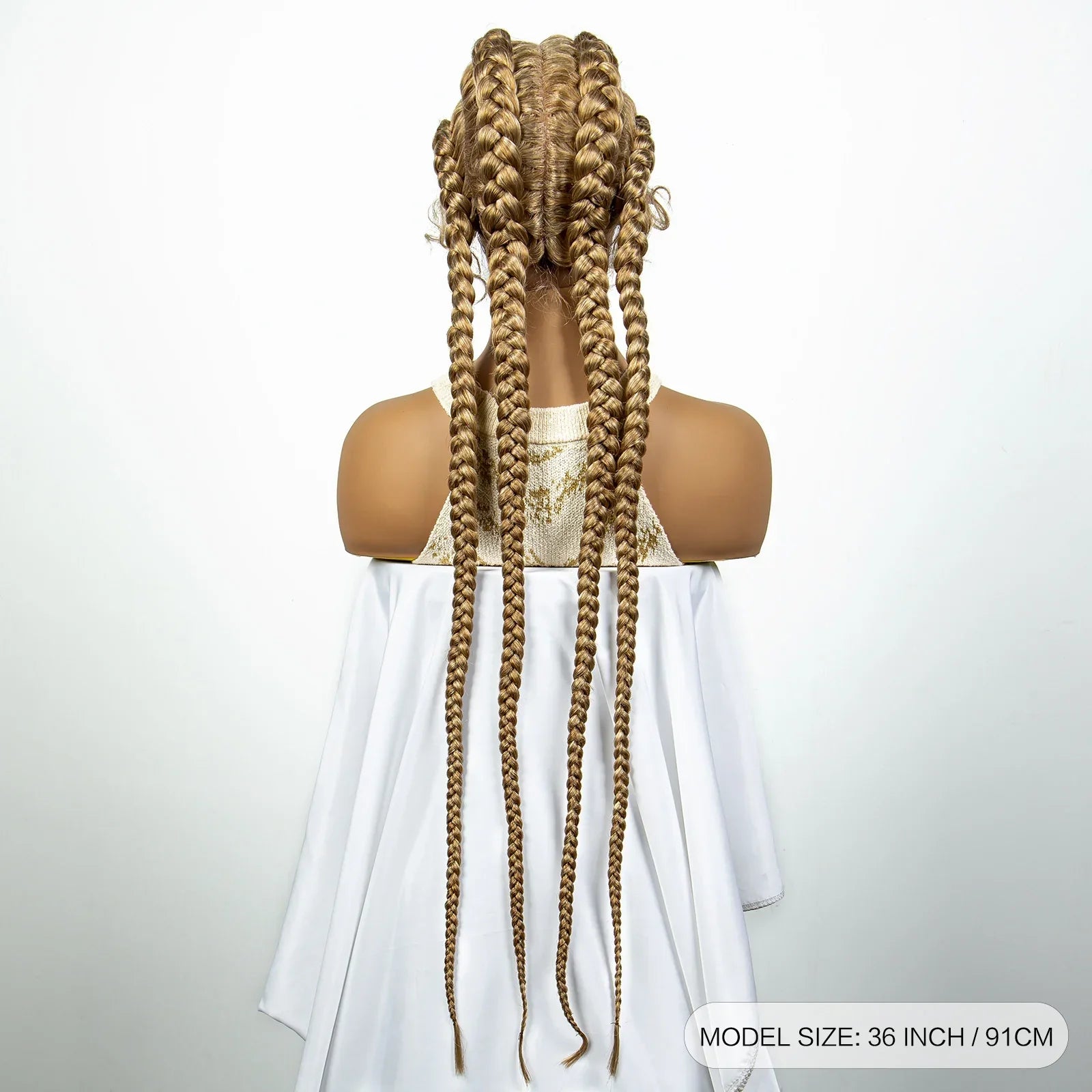 36" 27/613 Blonde Cornrow Braided Wig | Lace Frontal Box Braids | Synthetic Wig with Baby Hair for Black Women