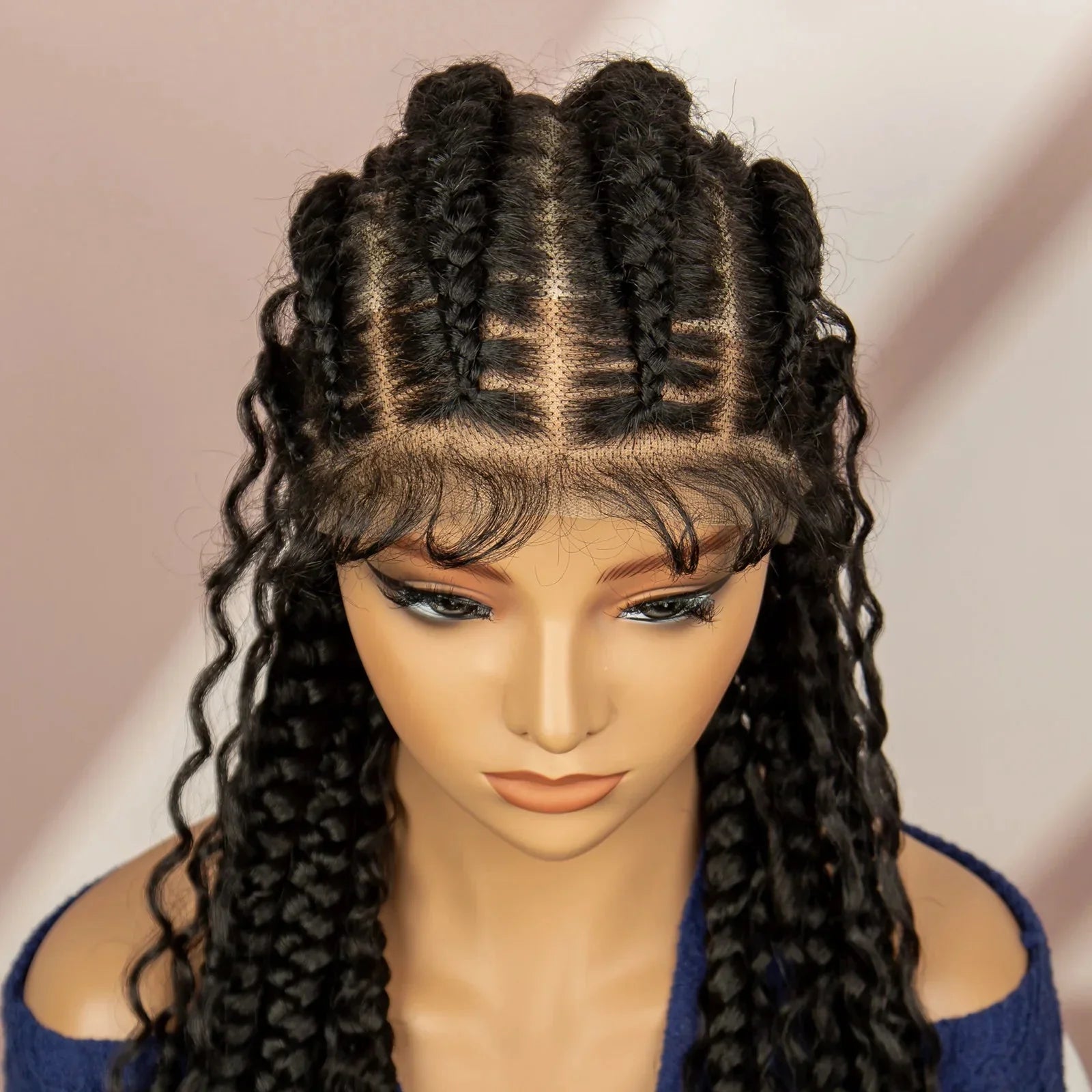34" Cornrow Braided Wig | Full Lace | Baby Hair | Boho Braids | Kanekalon Synthetic