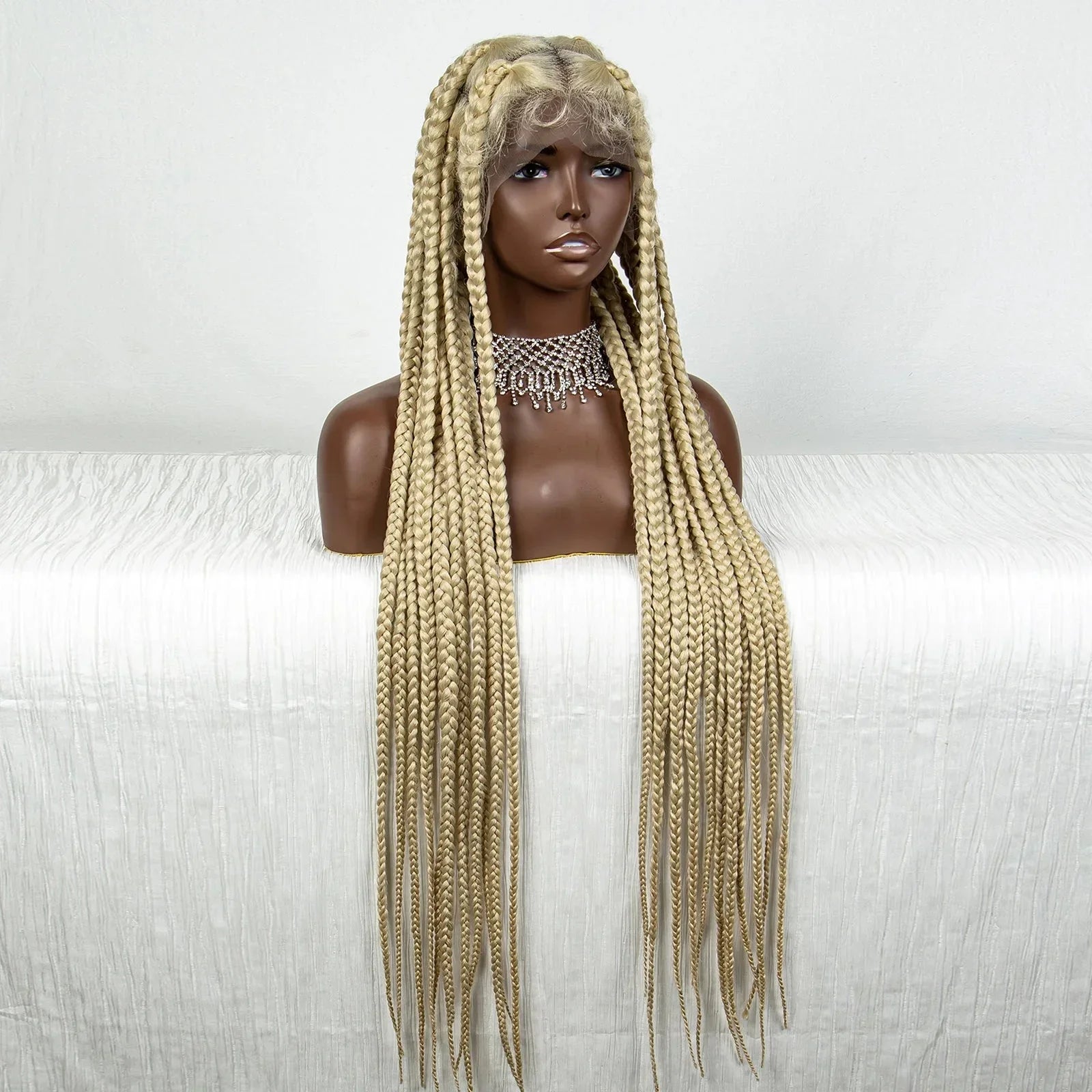 36" Purple Knotless Box Braids Wig | Transparent Full Lace | Baby Hair | Synthetic