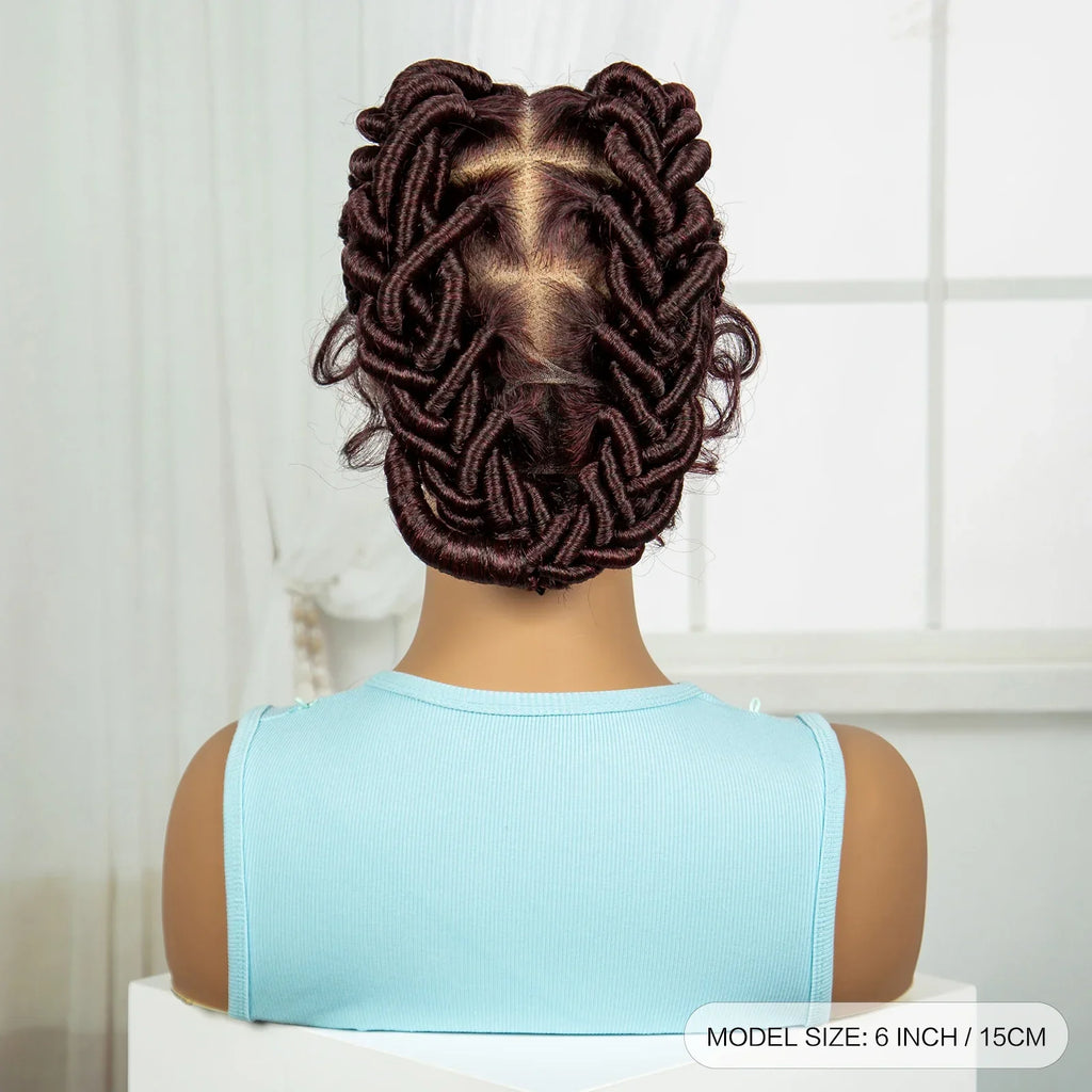 613 Blonde Short Handmade Bantu Knotless Braids Wig | Full Lace