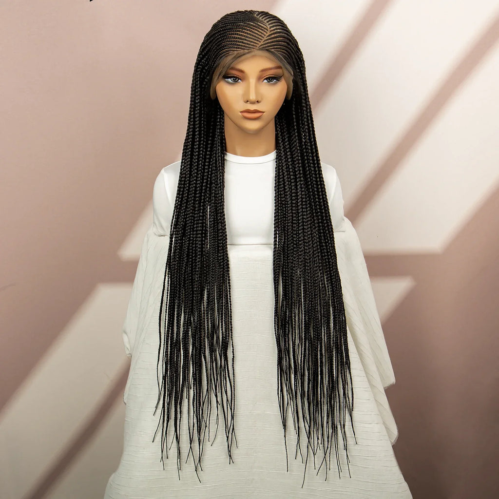 360 Lace Box Braided Wig | Cornrow Braids | Kanekalon Synthetic Hair | Natural Baby Hair