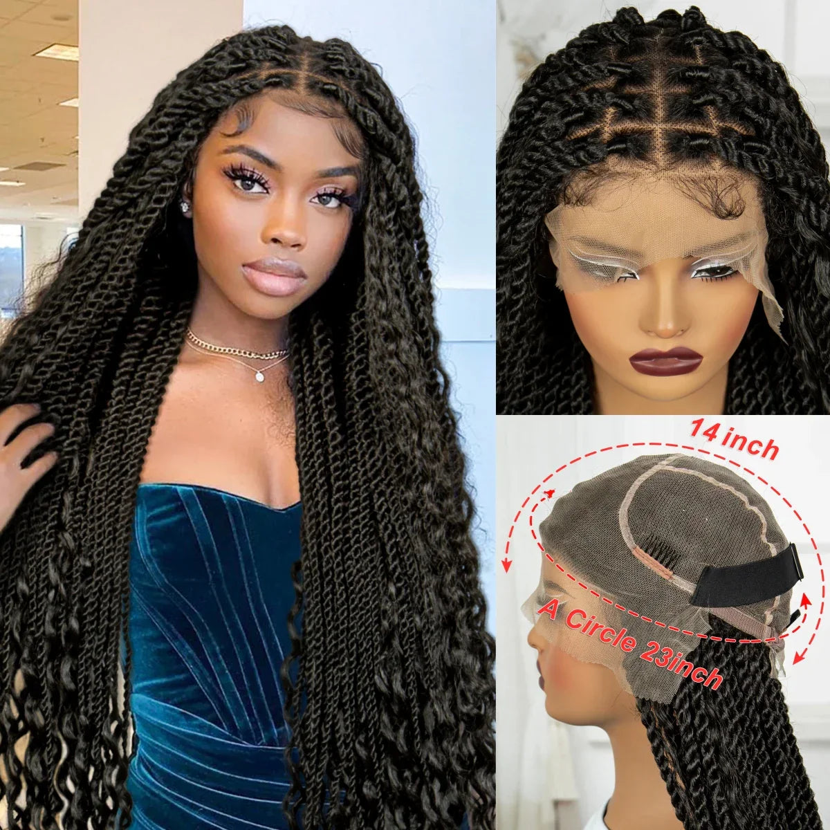 36" Boho Knotless Box Braids Wig | Natural HD Full Lace | Baby Hair
