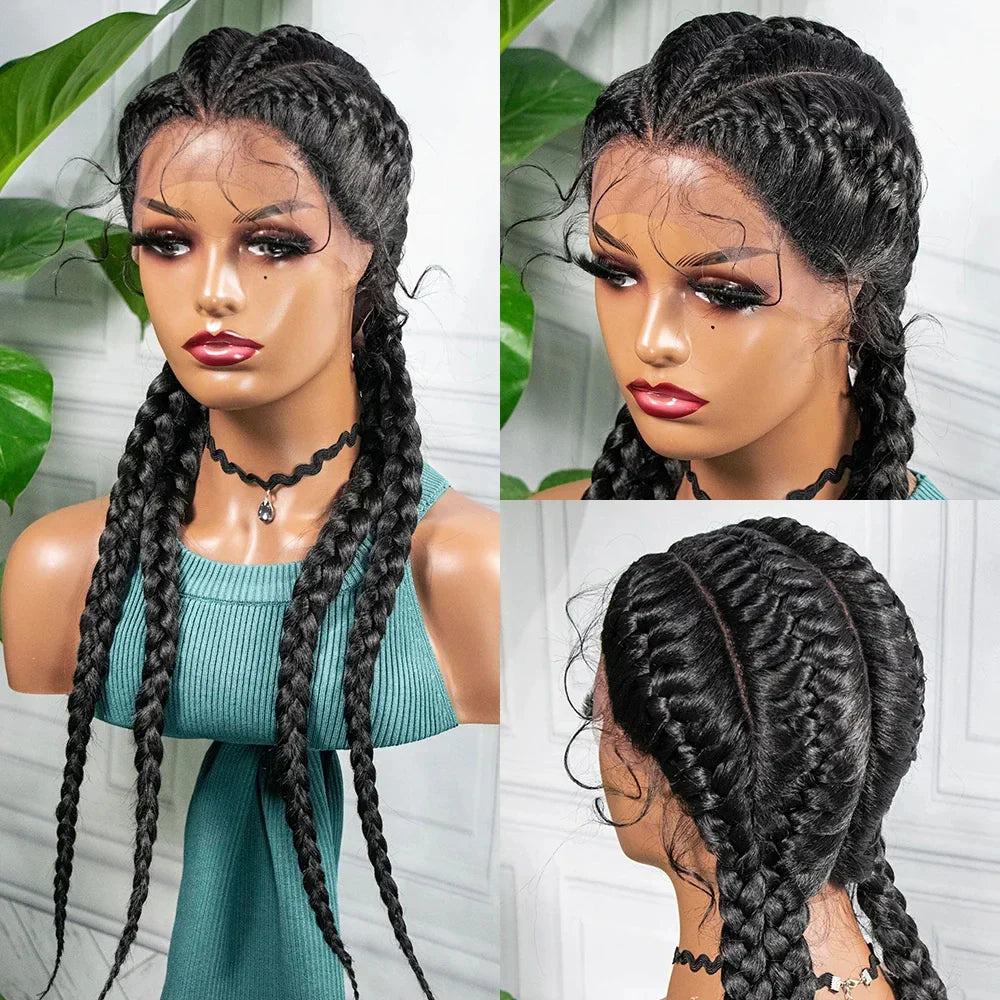 26" Box Braids Wig with Baby Hair | Synthetic Lace Front