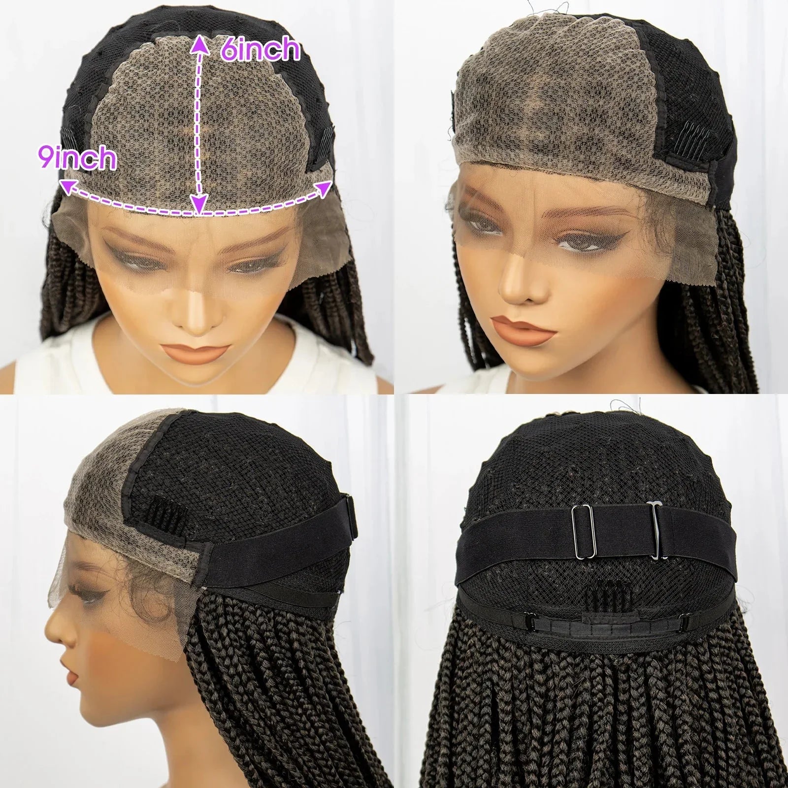 36 Inch Synthetic Braided Wigs Knotless Boho Braided Lace Wigs with Curly Ends Lace Front Braiding Hair Wig for Black Women