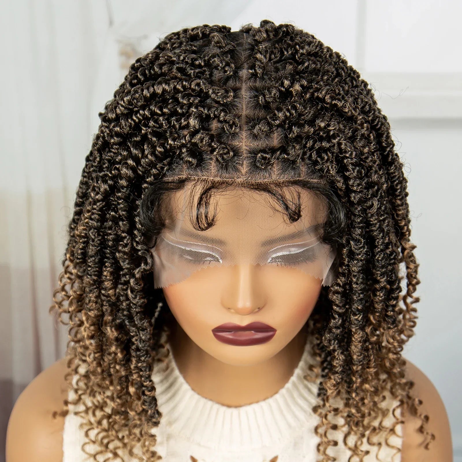 14" Full Lace Twisted Braids Wig with Baby Hair | Natural Looking Synthetic Lace Frontal Braided Wig for Black Women