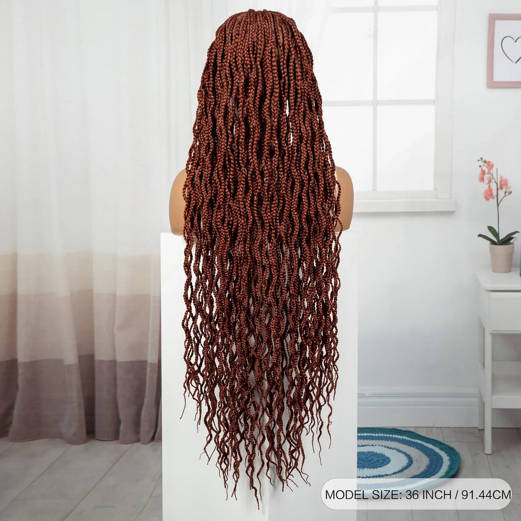 36" Long 613 Blonde Knotless Box Braids Wig | Full Lace Frontal Twist