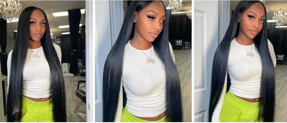 46-50 Inch | 13x6/13x4 Lace Width | Bone Straight | Brazilian | Remy Hair | HD Transparent Lace Frontal Wig - 200% Density