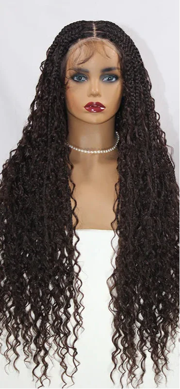 36" Ombre Goddess Locs Braids Wig | 360 Lace Front | Baby Hair | Bohemian Style