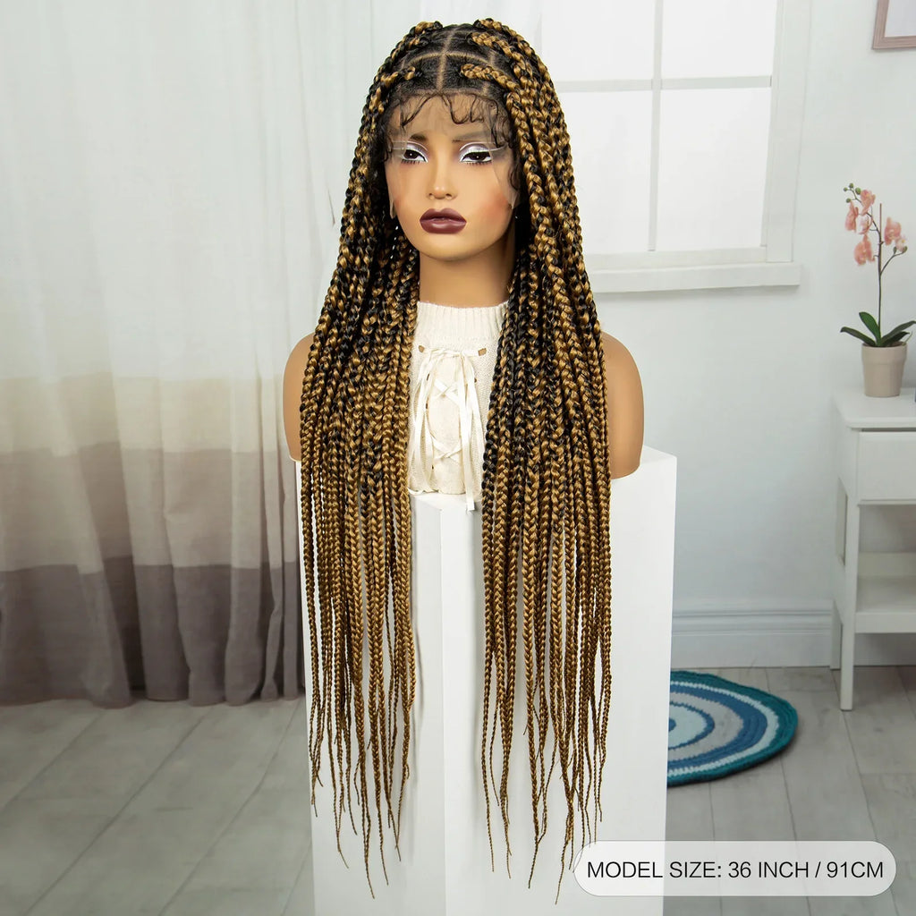 36" Knotless Box Braids Wig | Full Lace | Baby Hair | Natural Look