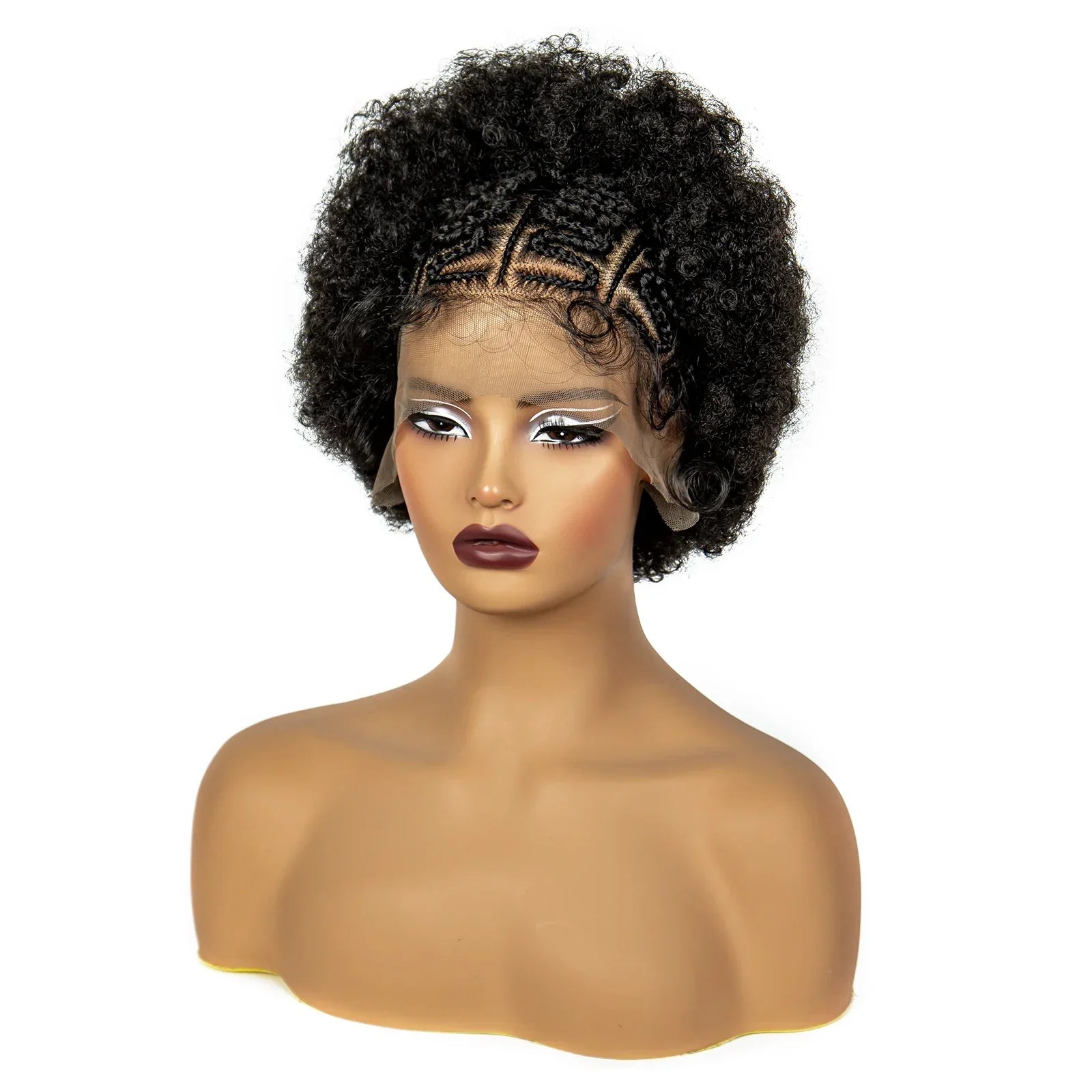 8" Natural Afro Kinky Curly Braids Wig | 13x6 Lace | Baby Hair | Bouncy Curls