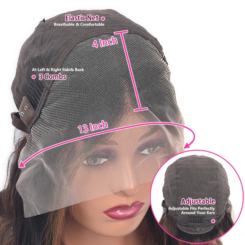 32 Inch Ombre Brown Body Wave Wig | 13x4 Transparent Lace Front Peruvian Remy Human Hair (High Quality, On Sale)