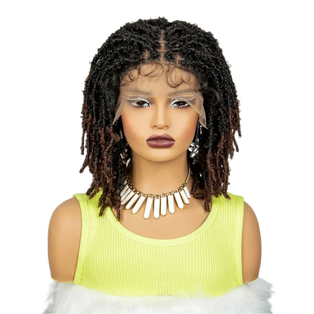 14" Butterfly Locs Crochet Braids Bob Wig | Lace Front