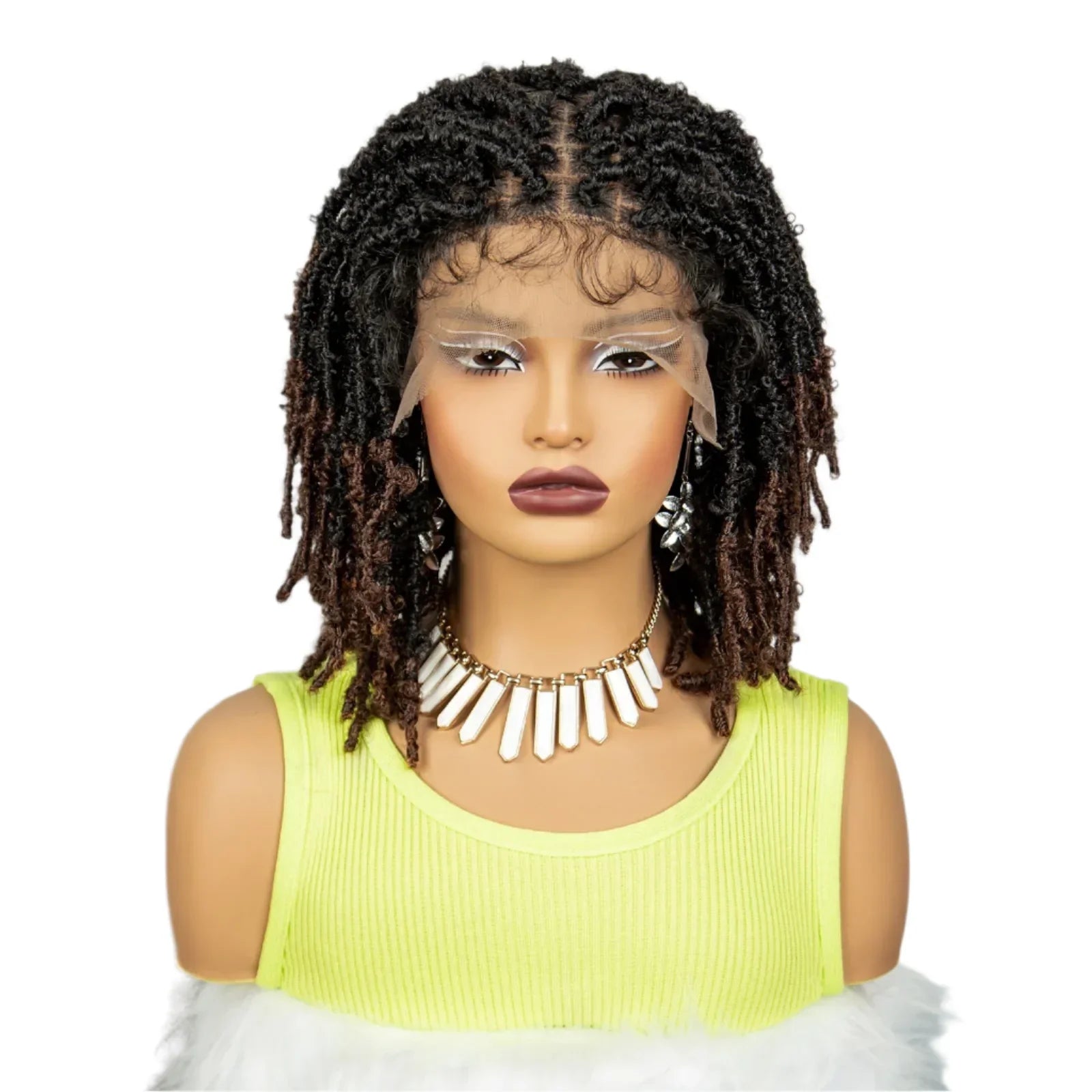 14" Butterfly Locs Crochet Braids Bob Wig | Lace Front
