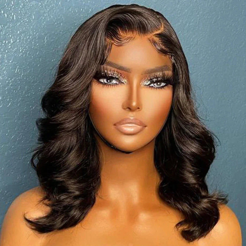 180D Body Wave Human Hair Wig | 13x5x1 Lace Part Bob & Frontal Wigs (Brazilian Remy)