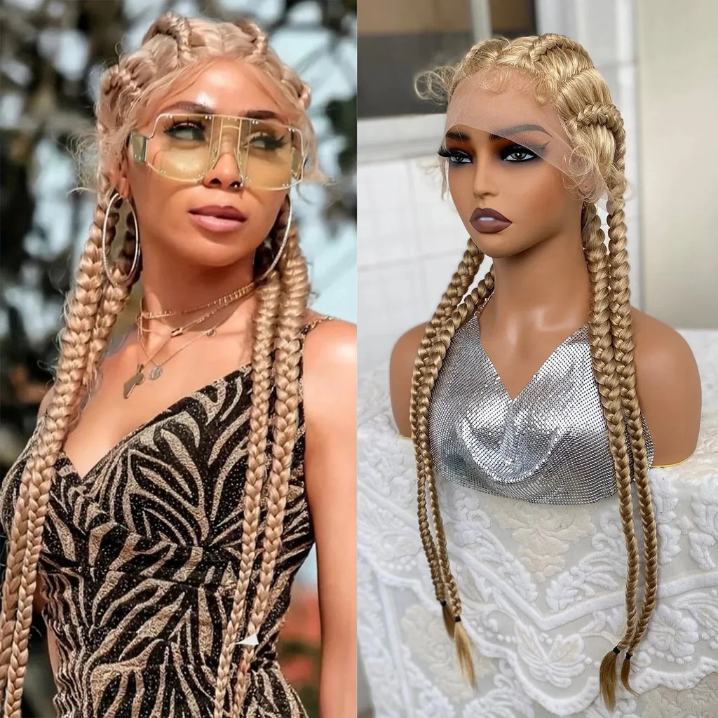 32" Twist Cornrow Braids Wig | Lace Front | Baby Hair | DIY & Cosplay | Synthetic