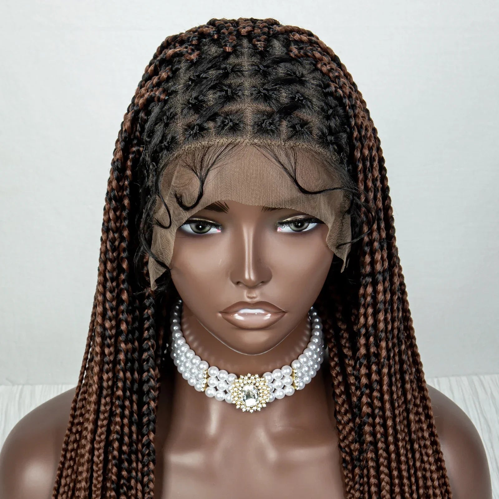 36" Pink Knotless Cornrow Braids Wig | Transparent Full Lace | Baby Hair