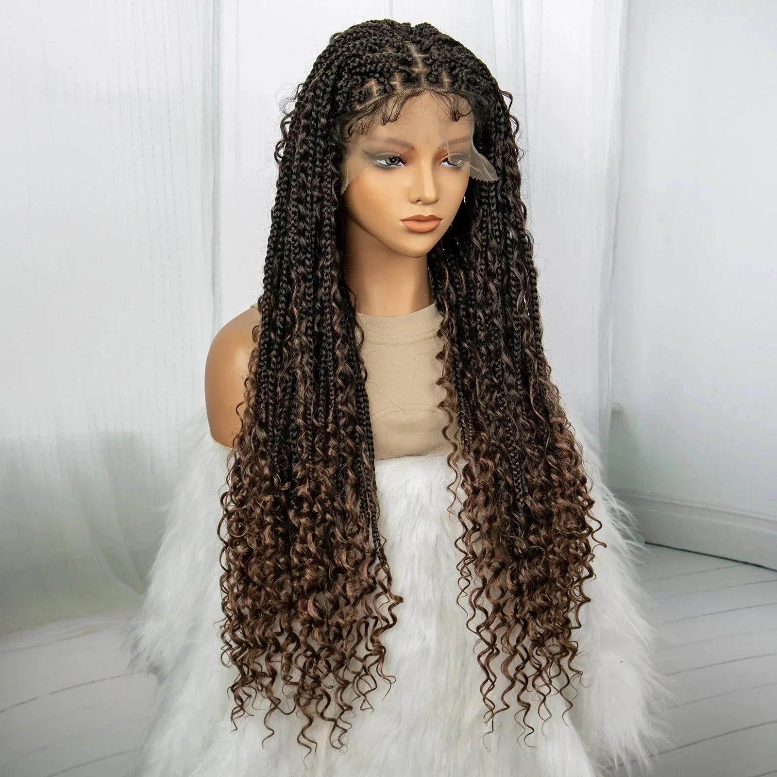 32" Boho Knotless Box Braids Wig | Lace Front | Baby Hair | Black Women