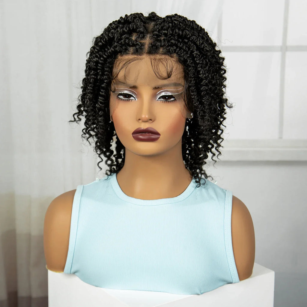 10" Natural Twist Braids Wig | Full Lace | Baby Hair | Short Braided Style
