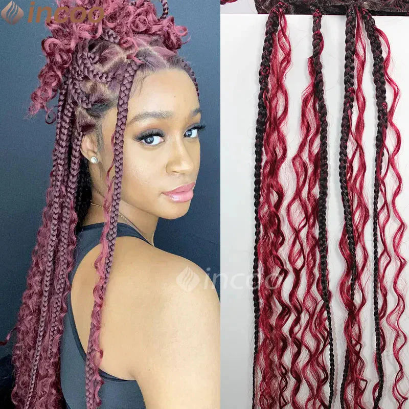 613 Blonde & Burgundy Butterfly Braids Wig | 36" Full Lace | Goddess Locs & Box Braids