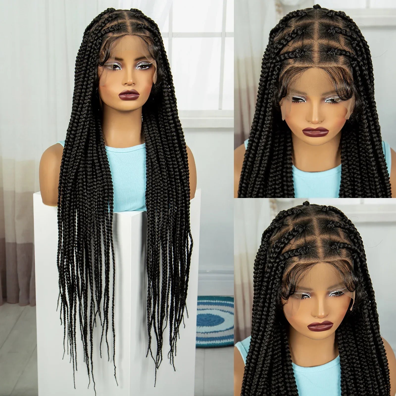 36" Knotless Box Braids Wig | Full Lace | Baby Hair | Natural Look