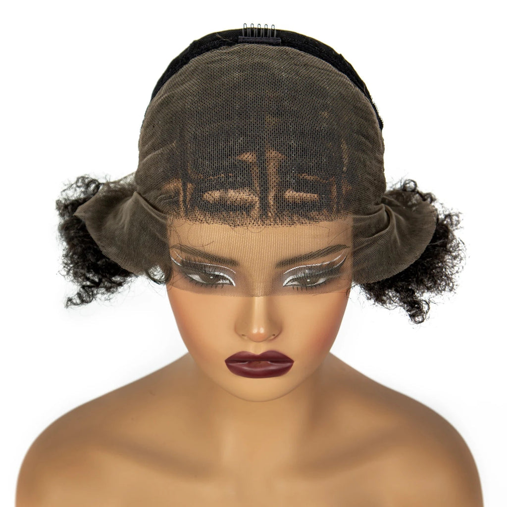 8" Natural Afro Kinky Curly Braids Wig | 13x6 Lace | Baby Hair | Bouncy Curls