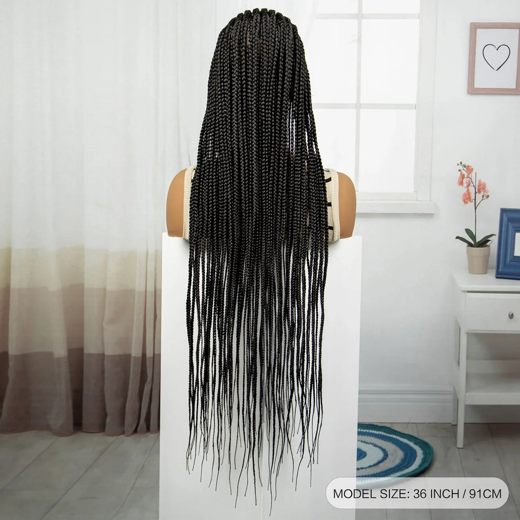 36" Natural Cornrow Knotless Braids Wig | Full Lace | Baby Hair