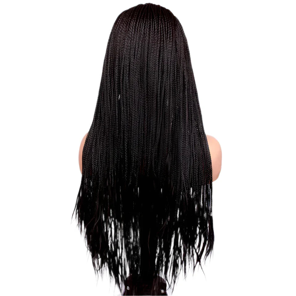 4" Micro Box Braids Cornrow Wig | 13x3 Lace Front | Hand Braided | Synthetic Hair | Black Women