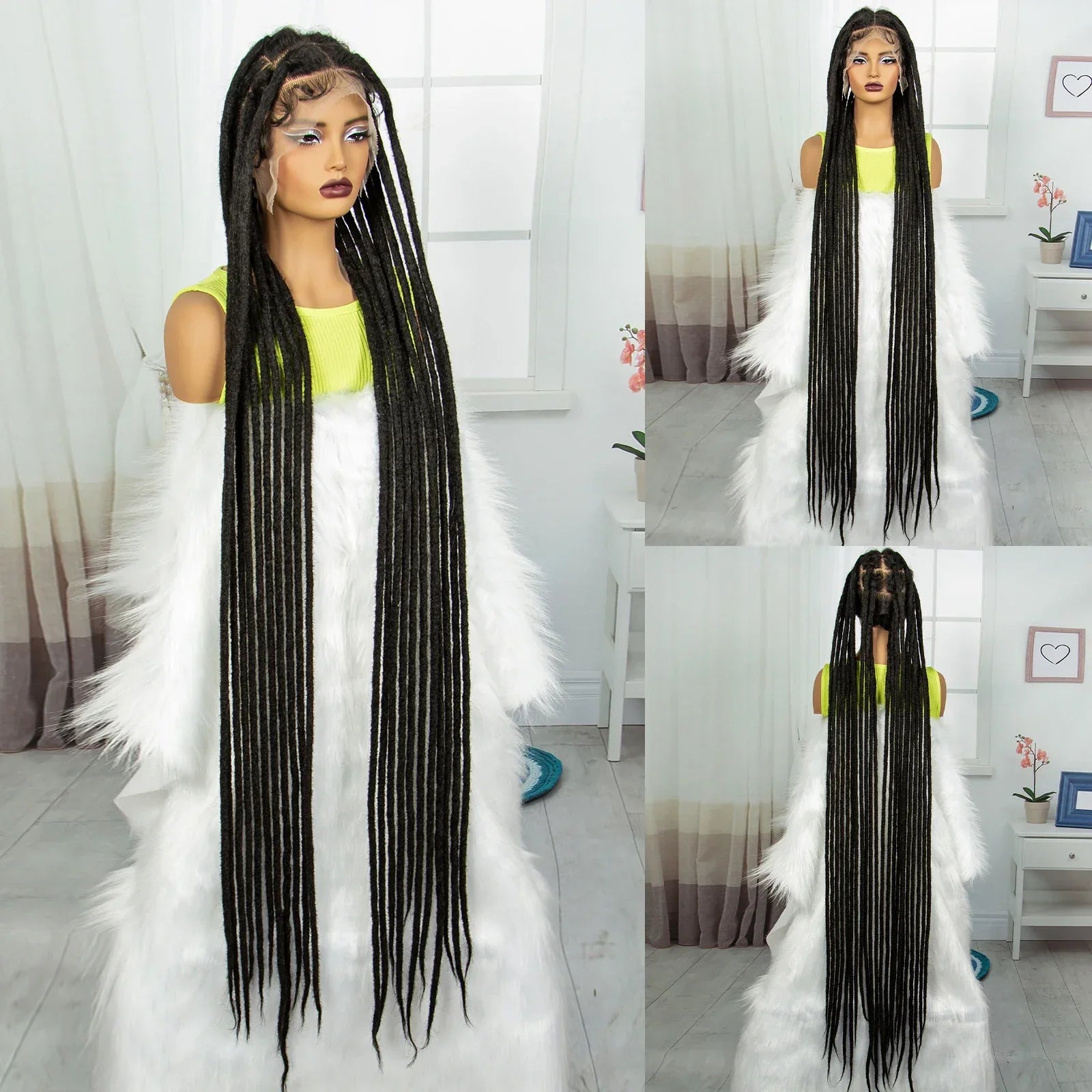 60" Super Long Knotless Box Braids Wig | Transparent Full Lace