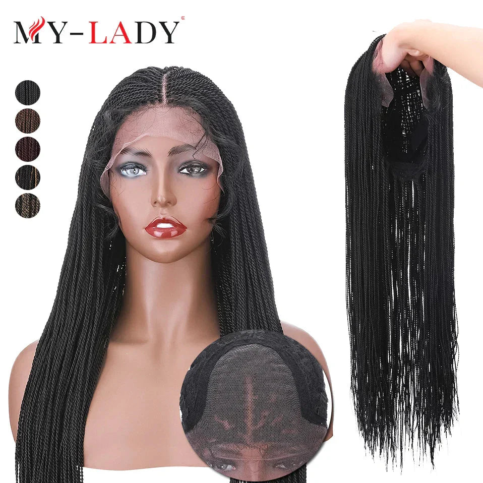 30" Box Braids Lace Front Wig | Baby Hair | Afro Synthetic Braids | Black Women