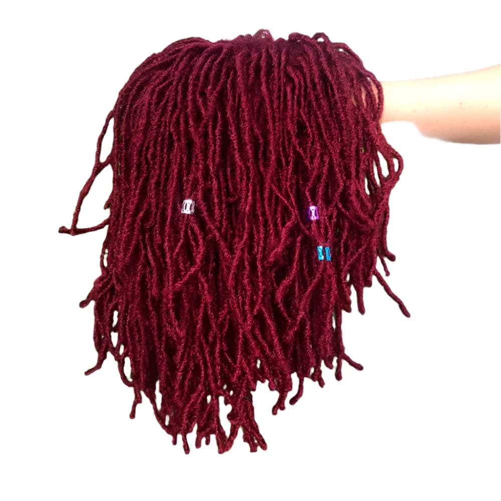 10" Short Braided Bob Wig | Faux Locs & Curly Twists | Black, Blonde, Red | Synthetic Hair