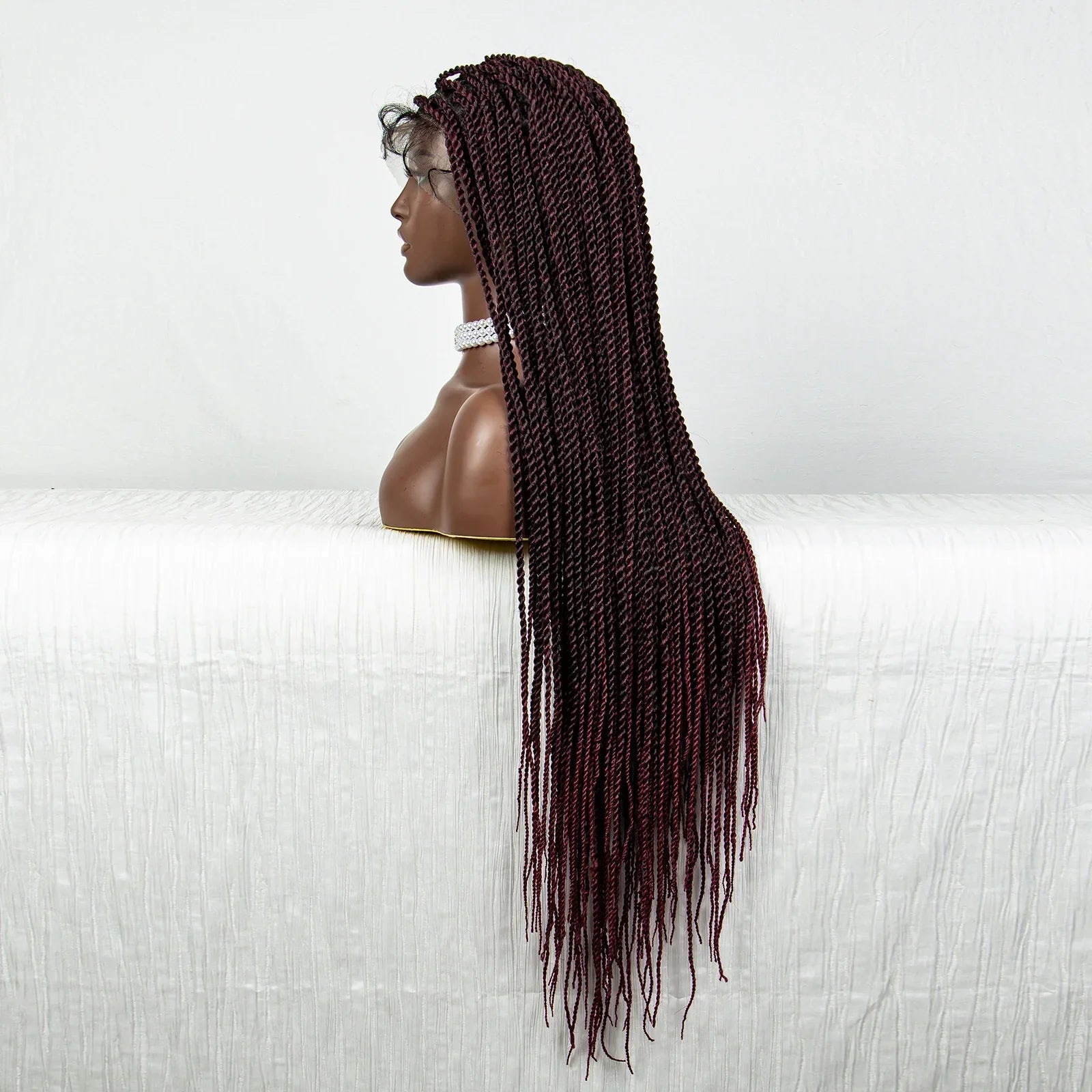 40" 360° HD Full Lace Knotless Twist Braids Wig | Blended Long Box Braids